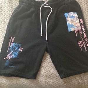 japanese print sweat shorts